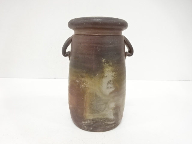  備前焼　伊勢崎紳造　耳付花入